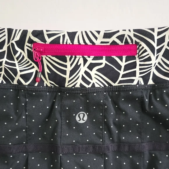 Lululemon Pace Setter Skort Skirt Sweet Polk Spot Black Pretty Palm Pleated Sz 4 - Picture 7 of 14